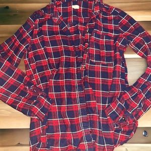 Hollister Navy and Red Flannel XS